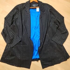 NWT Torrid Rhinestone Black Ponte Parker Blazer Open Front Stretch Size 5X